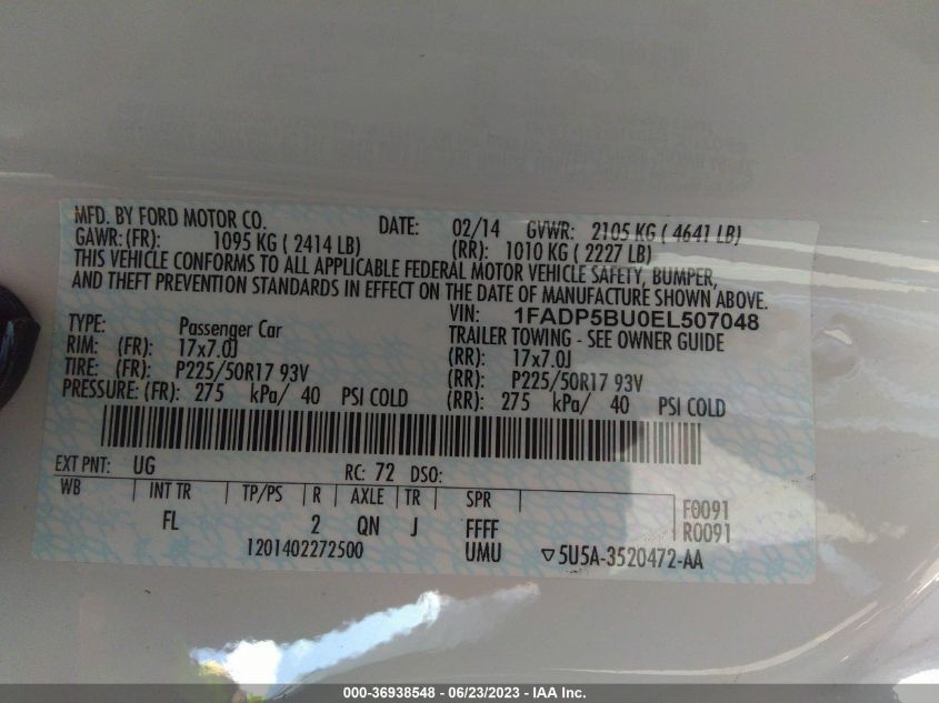 2014 FORD C-MAX HYBRID SEL - 1FADP5BU0EL507048