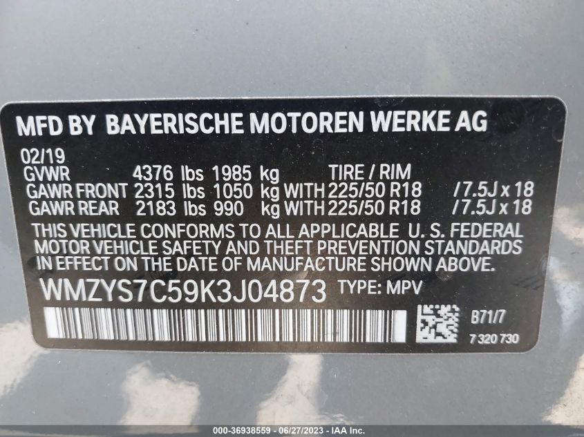 2019 MINI COUNTRYMAN COOPER - WMZYS7C59K3J04873