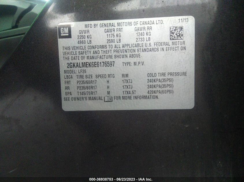 2014 GMC TERRAIN SLE - 2GKALMEK6E6176597