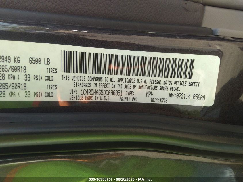 2013 DODGE DURANGO SXT - 1C4RDHAG5DC696851