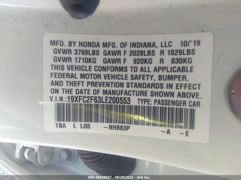 2020 HONDA CIVIC SEDAN LX - 19XFC2F63LE200553