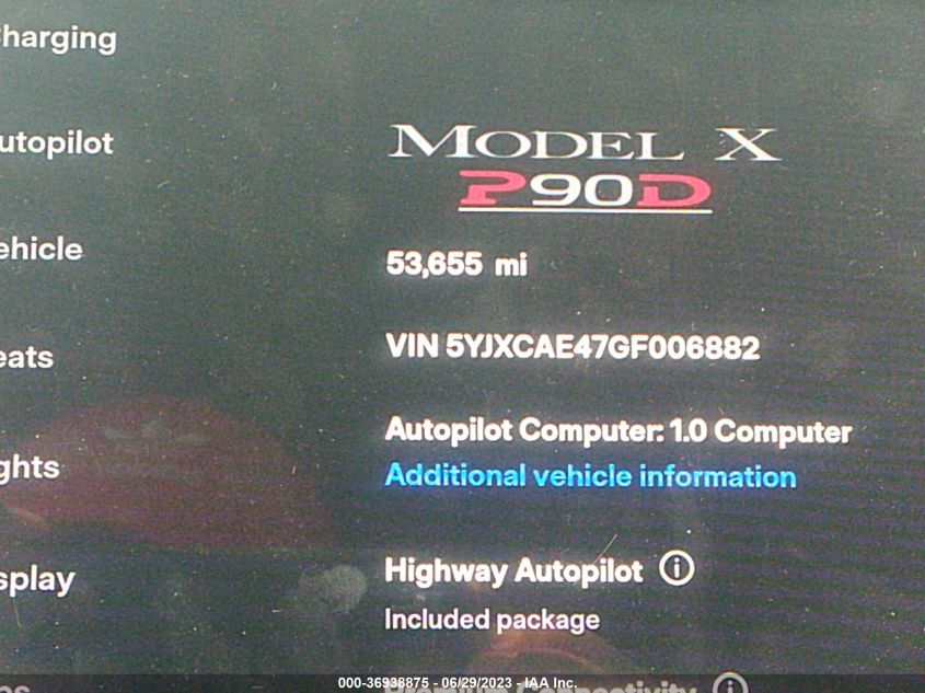 2016 TESLA MODEL X P90D/60D/P100D - 5YJXCAE47GF006882