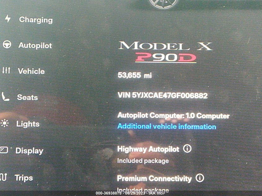 2016 TESLA MODEL X P90D/60D/P100D - 5YJXCAE47GF006882
