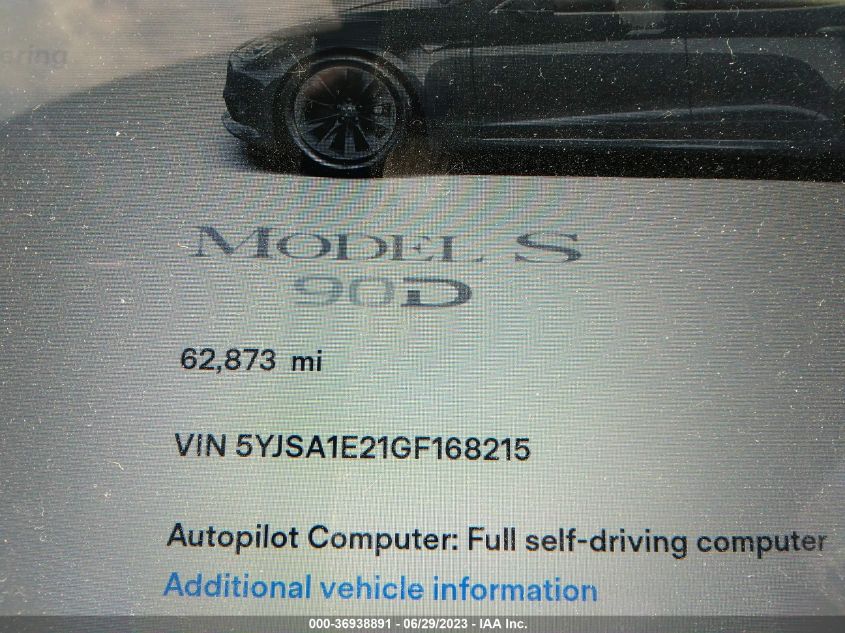 2016 TESLA MODEL S 90D/70D/75D/60D/85D - 5YJSA1E21GF168215