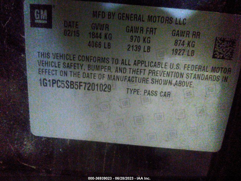 2015 CHEVROLET CRUZE LT - 1G1PC5SB5F7201029