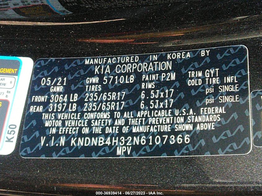 2022 KIA CARNIVAL LXS - KNDNB4H32N6107366