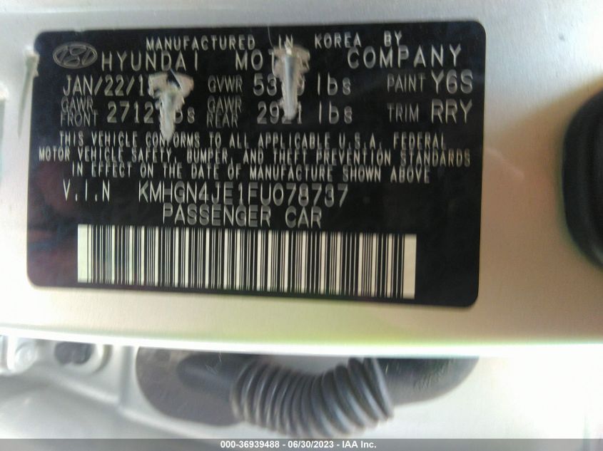 2015 HYUNDAI GENESIS 3.8L - KMHGN4JE1FU078737
