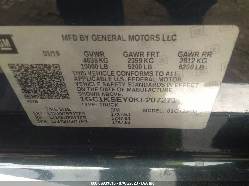 2019 CHEVROLET SILVERADO 2500HD LT - 1GC1KSEY0KF207271
