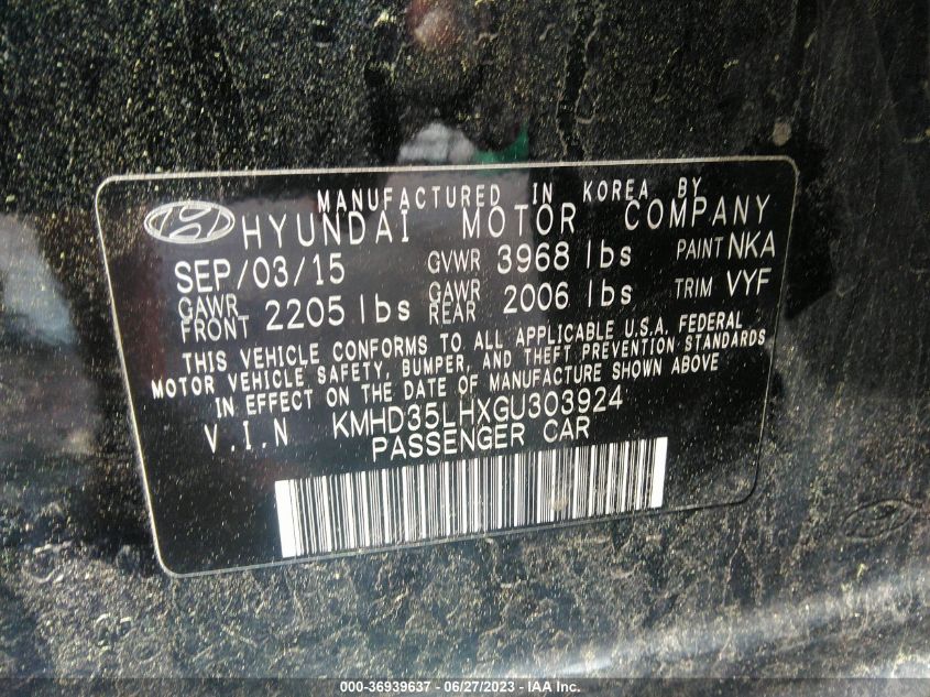 2016 HYUNDAI ELANTRA GT - KMHD35LHXGU303924