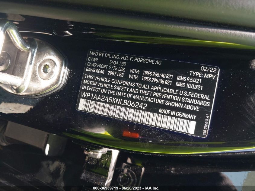 2022 PORSCHE MACAN - WP1AA2A5XNLB06242