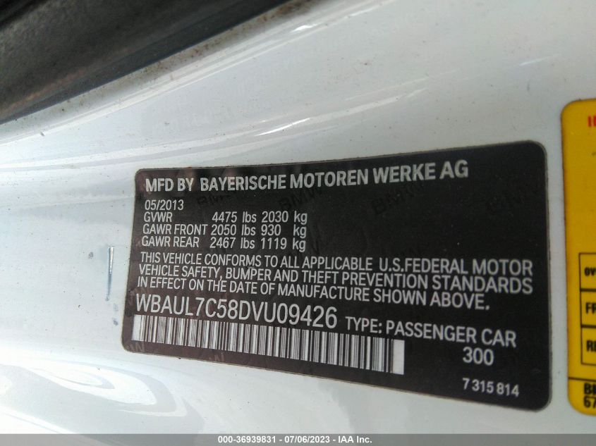 2013 BMW 1 SERIES 128I WBAUL7C58DVU09426