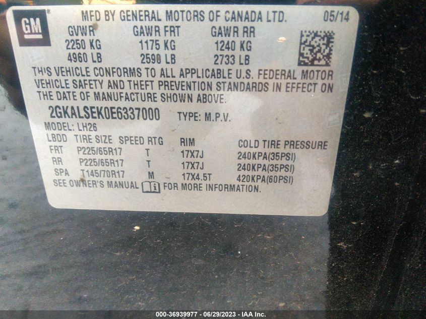 2014 GMC TERRAIN SLT - 2GKALSEK0E6337000