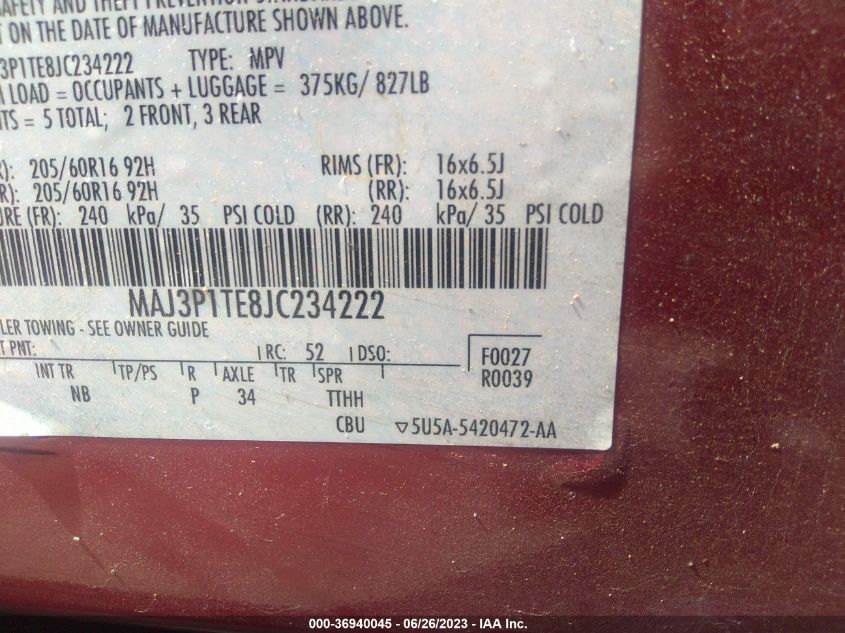 2018 FORD ECOSPORT SE - MAJ3P1TE8JC234222