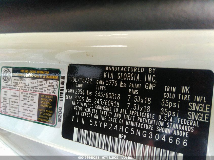 2022 KIA TELLURIDE LX - 5XYP24HC5NG304666