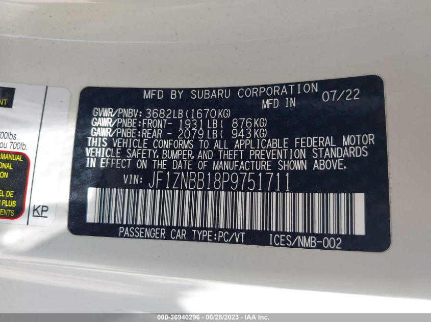 2023 TOYOTA GR86 JF1ZNBB18P9751711