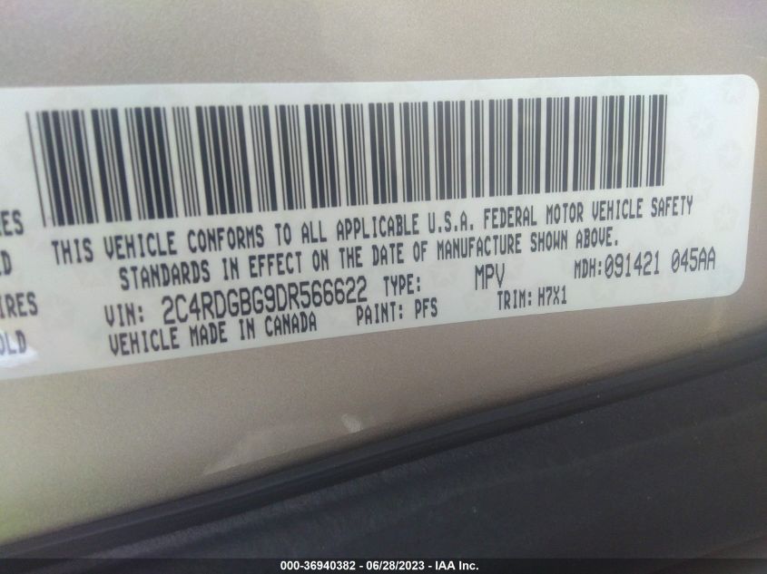 2013 DODGE GRAND CARAVAN SE - 2C4RDGBG9DR566622