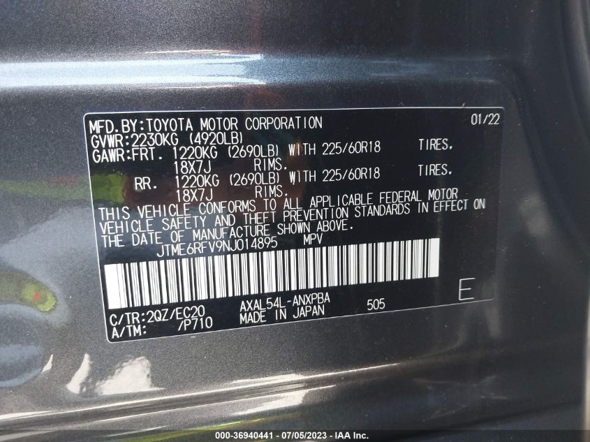 2022 TOYOTA RAV4 HYBRID XSE - JTME6RFV9NJ014895