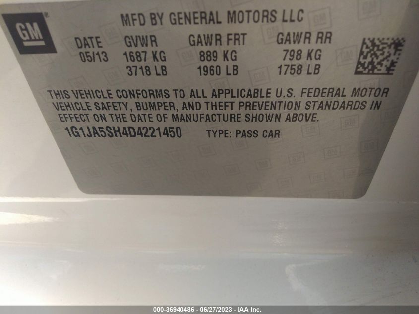 2013 CHEVROLET SONIC LS - 1G1JA5SH4D4221450