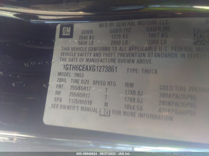 2016 GMC CANYON 4WD SLE - 1GTH6CEAXG1273861
