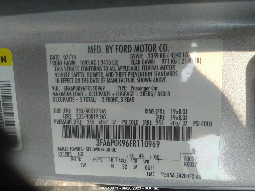 2015 FORD FUSION TITANIUM - 3FA6P0K96FR110969