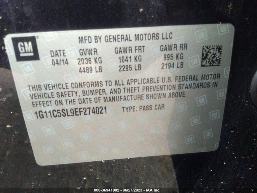 2014 CHEVROLET MALIBU LT - 1G11C5SL9EF274021