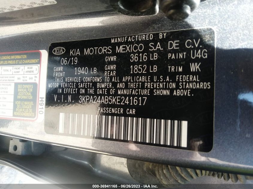 2019 KIA RIO S - 3KPA24AB5KE241617