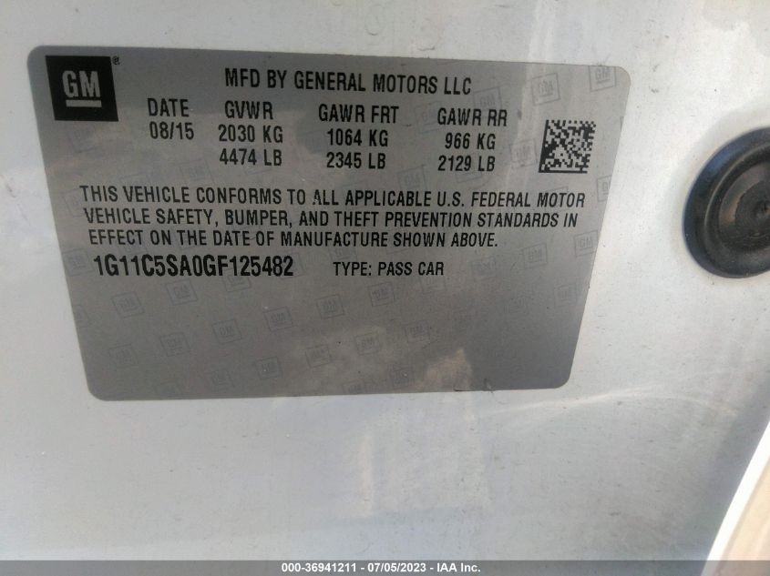 2016 CHEVROLET MALIBU LIMITED LT - 1G11C5SA0GF125482