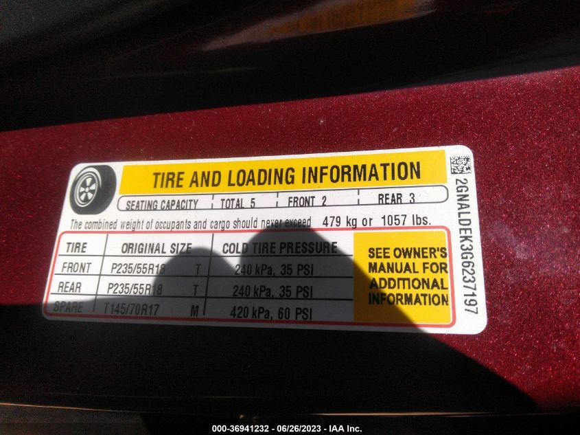 2016 CHEVROLET EQUINOX LTZ - 2GNALDEK3G6237197