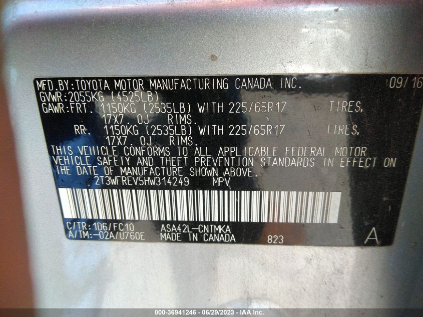 2017 TOYOTA RAV4 XLE - 2T3WFREV5HW314249