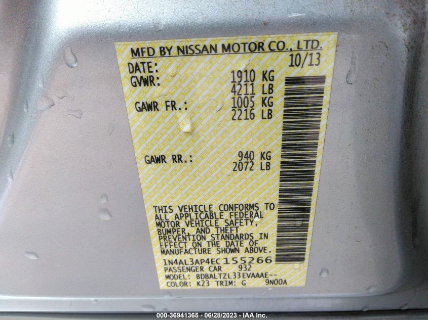 2014 NISSAN ALTIMA 2.5 SV - 1N4AL3AP4EC155266