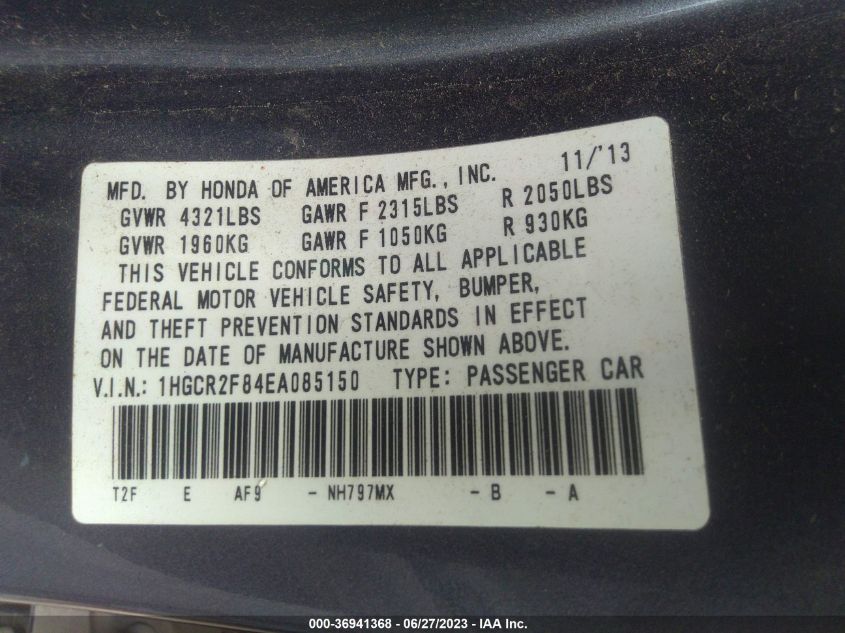 2014 HONDA ACCORD SEDAN EX-L - 1HGCR2F84EA085150