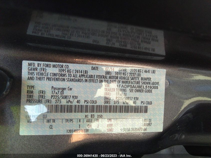 2014 FORD C-MAX HYBRID SE - 1FADP5AU8EL519305