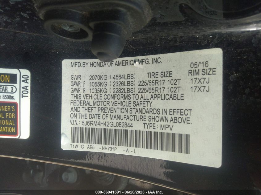 2016 HONDA CR-V SE - 5J6RM4H42GL082844