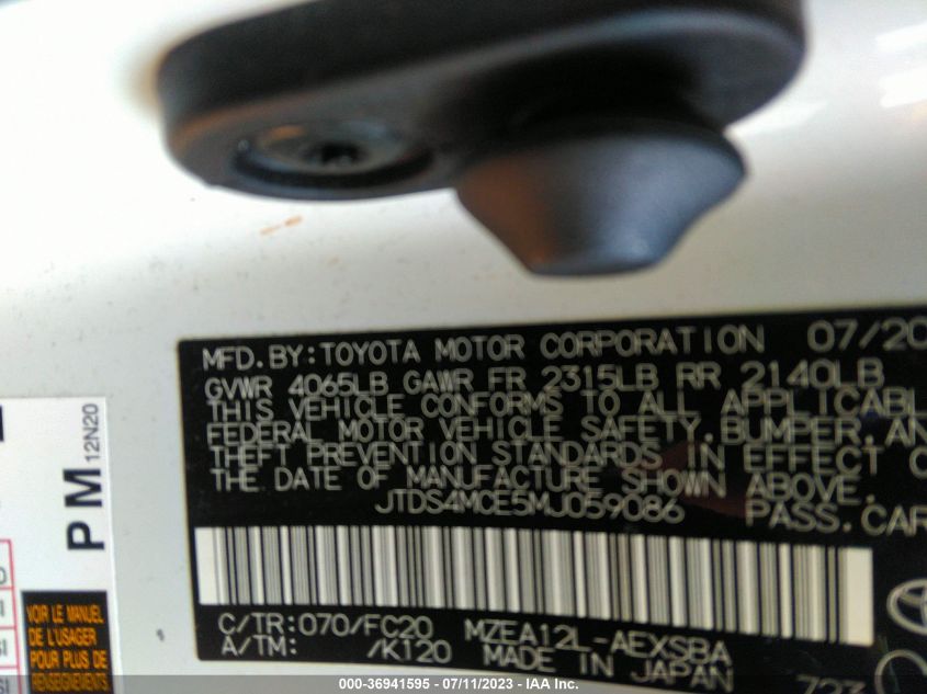 2021 TOYOTA COROLLA SE/NIGHTSHADE/APEX SE - JTDS4MCE5MJ059086