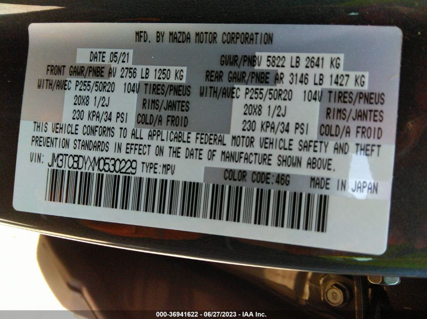 2021 MAZDA CX-9 GRAND TOURING - JM3TCBDYXM0530229
