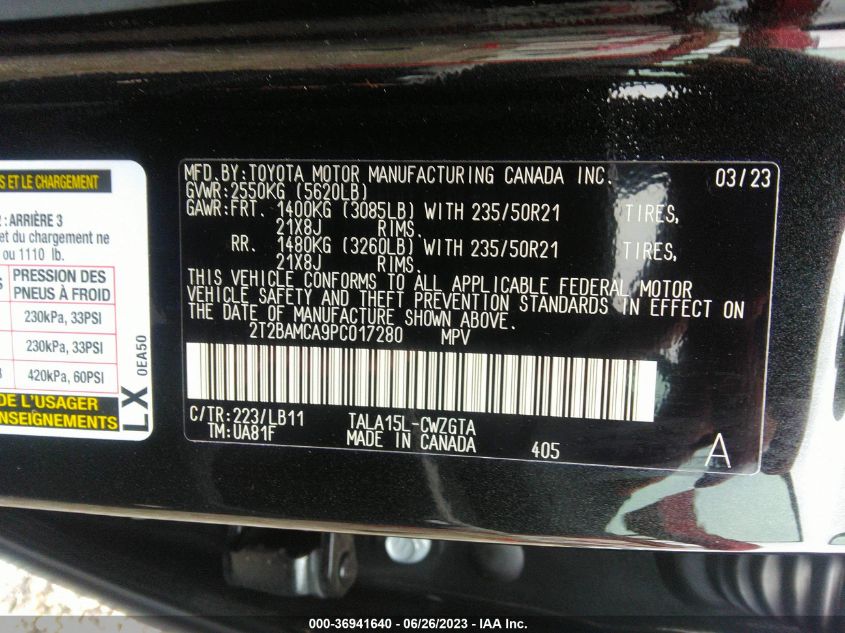 2023 LEXUS RX 350 BASE/350 PREMIUM/350 - 2T2BAMCA9PC017280