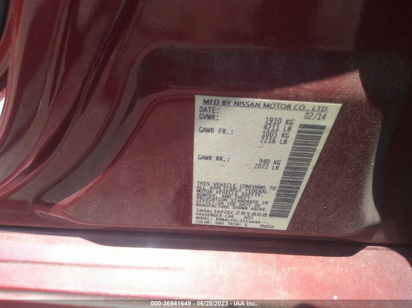 2014 NISSAN ALTIMA 2.5/S/SV/SL - 1N4AL3AP2EC285868