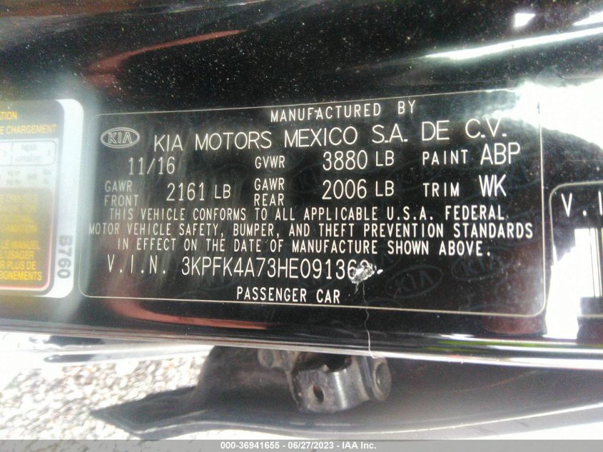 2017 KIA FORTE LX - 3KPFK4A73HE091369