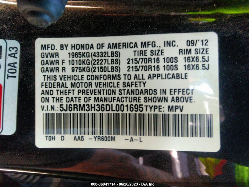 2013 HONDA CR-V LX - 5J6RM3H36DL001695
