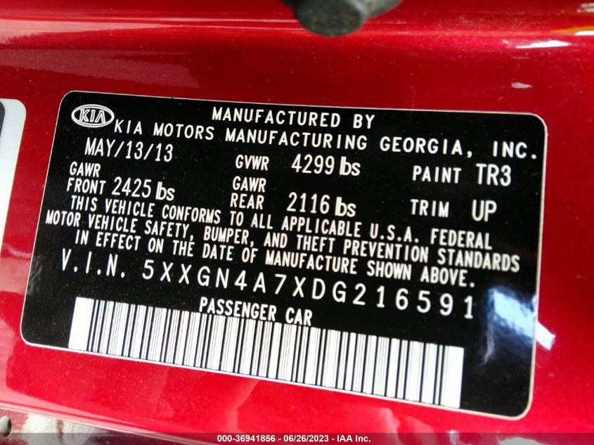 2013 KIA OPTIMA EX - 5XXGN4A7XDG216591