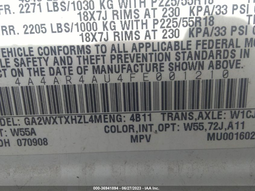 2015 MITSUBISHI OUTLANDER SPORT SE - 4A4AR4AU4FE001210