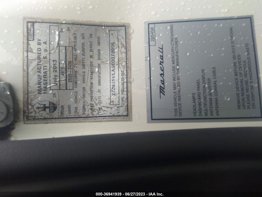 2014 MASERATI GRANTURISMO SPORT/MC ZAM45VLA5E0078006