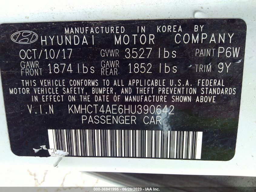 2017 HYUNDAI ACCENT SE - KMHCT4AE6HU390642