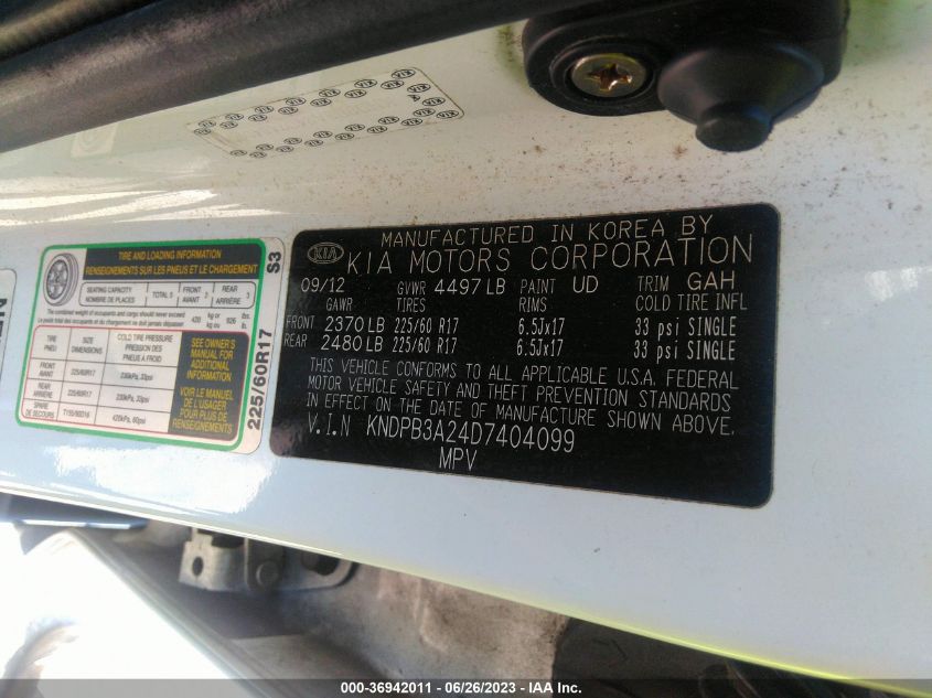 2013 KIA SPORTAGE LX - KNDPB3A24D7404099