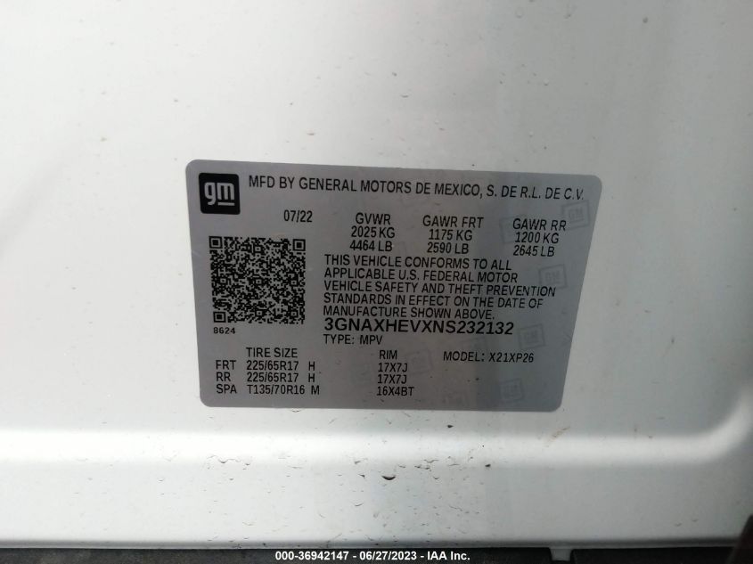 2022 CHEVROLET EQUINOX LS - 3GNAXHEVXNS232132