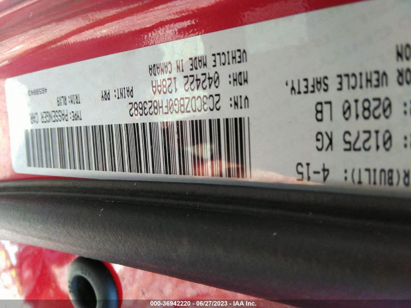 2015 DODGE CHALLENGER SXT PLUS - 2C3CDZBG0FH823682