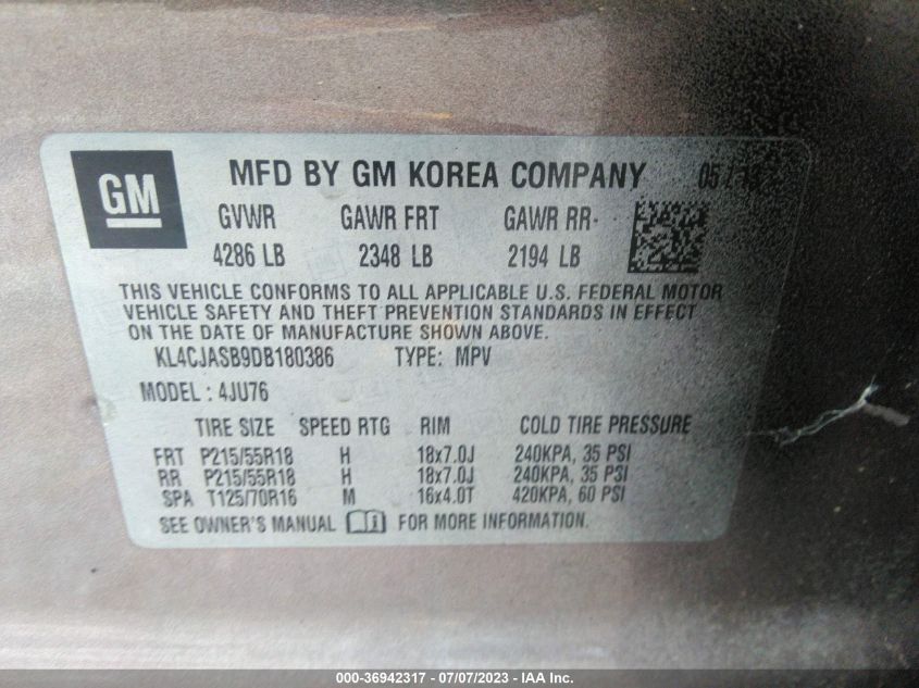 2013 BUICK ENCORE - KL4CJASB9DB180386