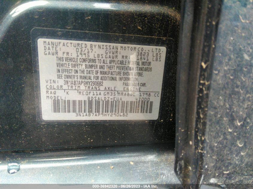 2017 NISSAN SENTRA SV - 3N1AB7AP9HY290682