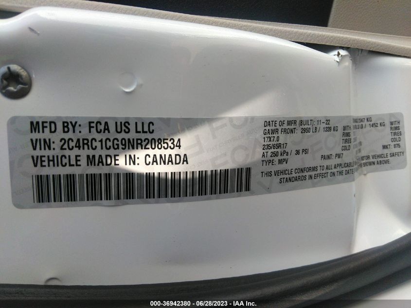 2022 CHRYSLER VOYAGER LX - 2C4RC1CG9NR208534