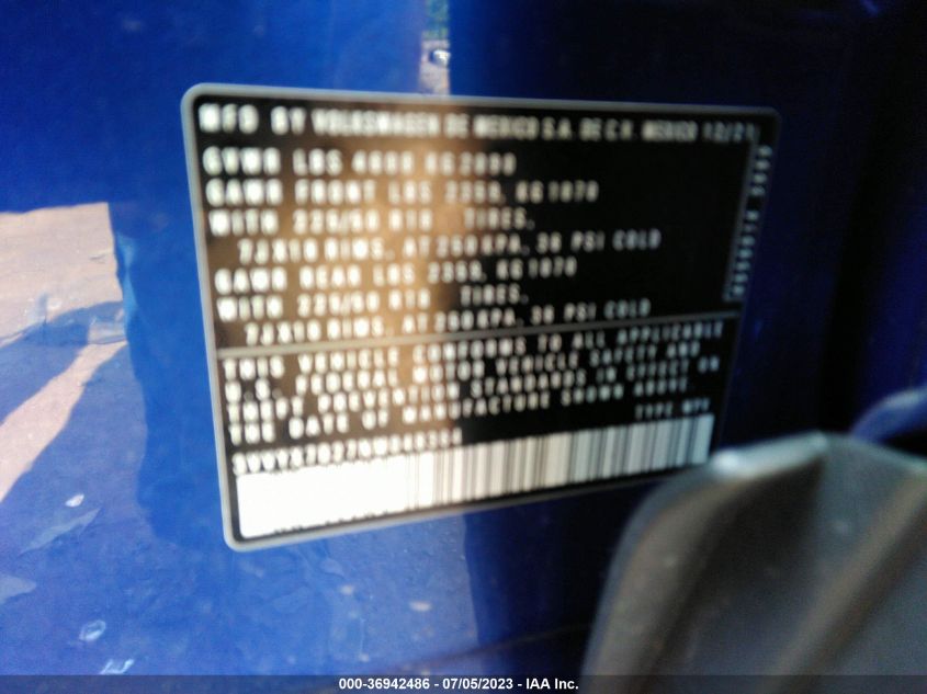 2022 VOLKSWAGEN TAOS SE - 3VVYX7B27NM048364
